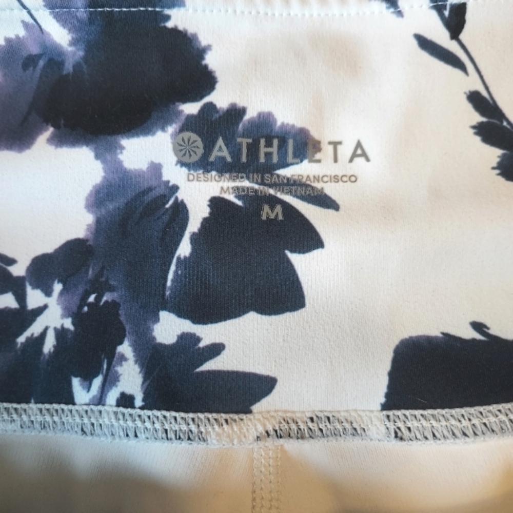 Athleta White Elation Water Flower Leggings Floral Print Blue Size Medium - Picture 4 of 6